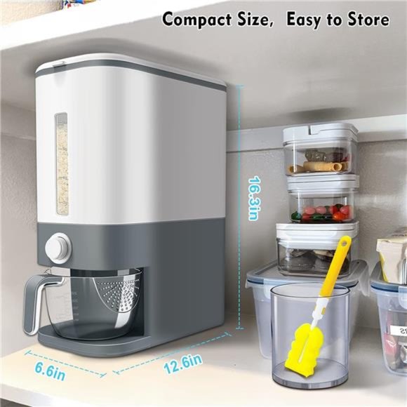 Rice Dispenser, 22-25 Lbs Rice Container with Measuring Cup,Upgraded Built-inBox - Picture 7 of 7